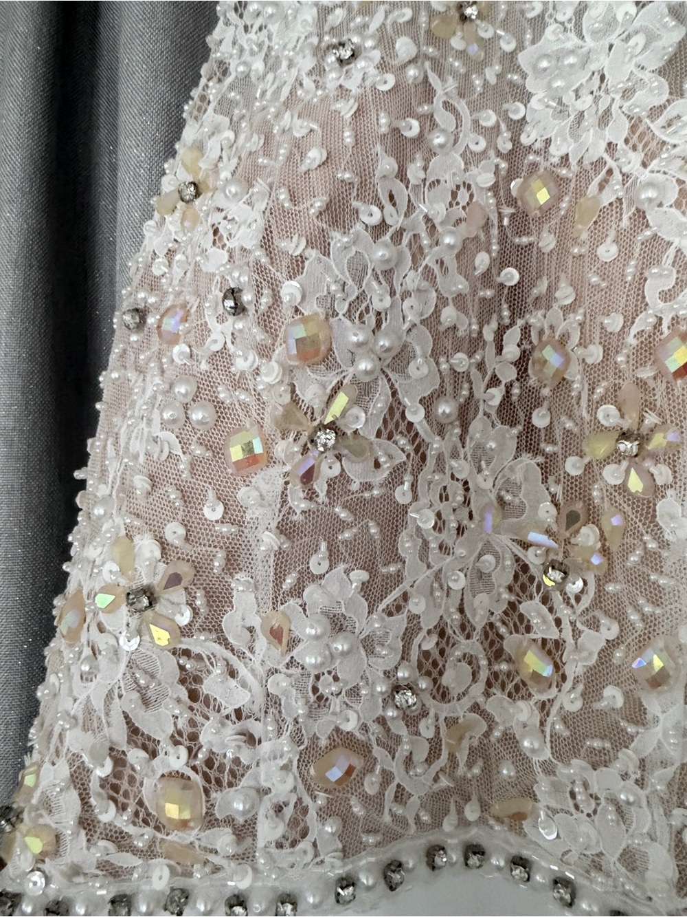Sherri Hill White Beaded Bodice Evening Gown - Picture 4 of 15